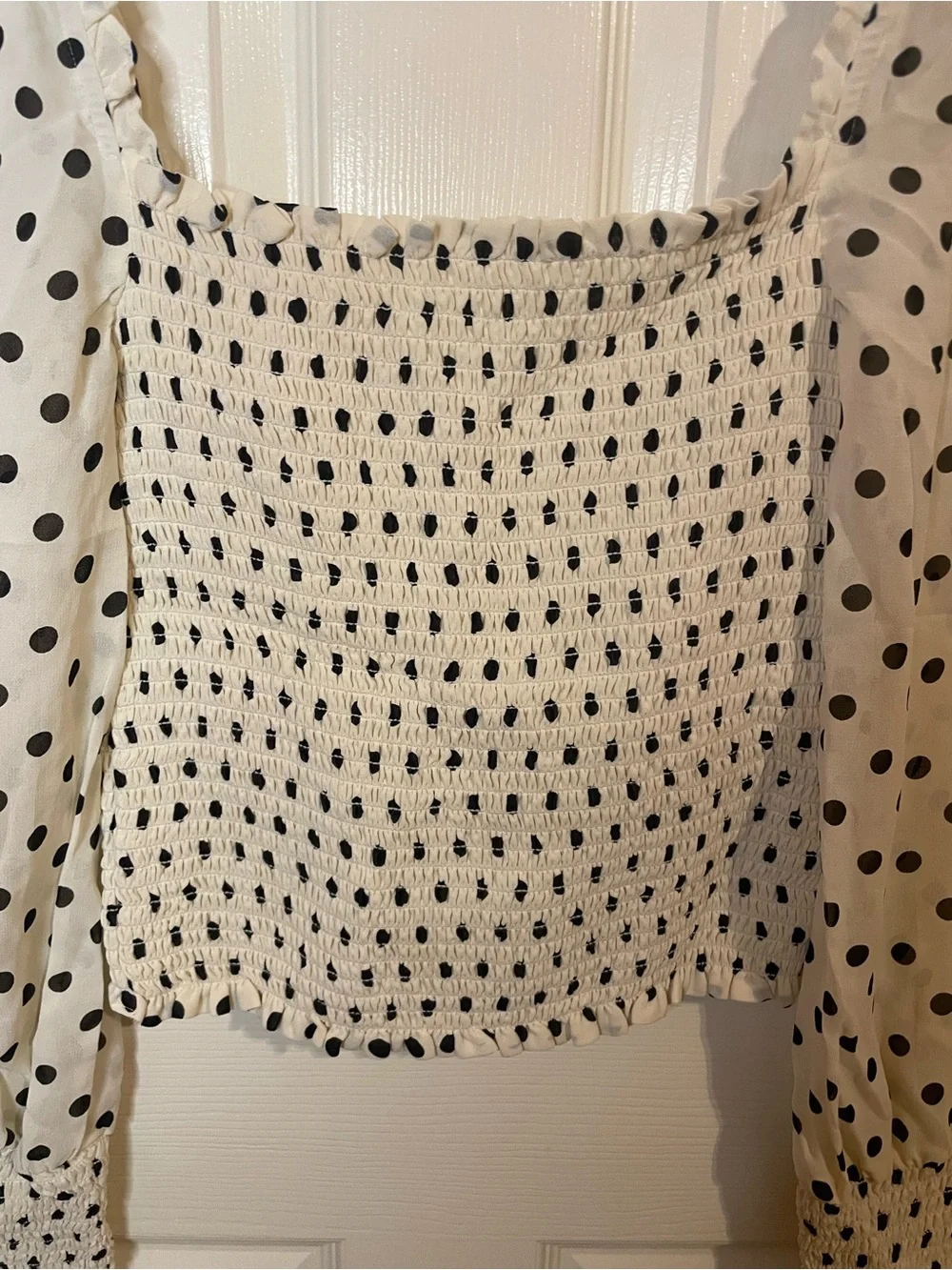 Reformation Pinto Top in White & Black Polka Dots Size Medium